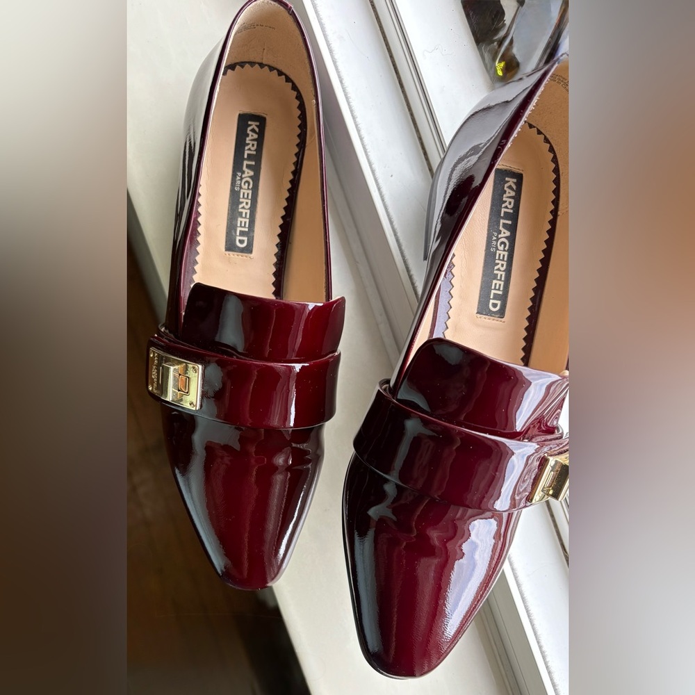 New Karl Lagerfeld Nelia Patent leather Loafers - Picture 9 of 9